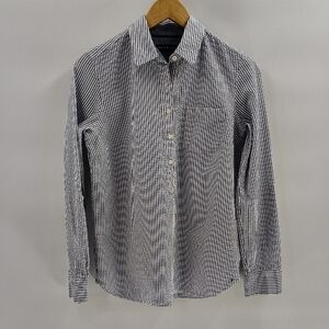 Tommy Hilfiger Top Size Small Stripe Seersucker Long Sleeve 1/2 Button